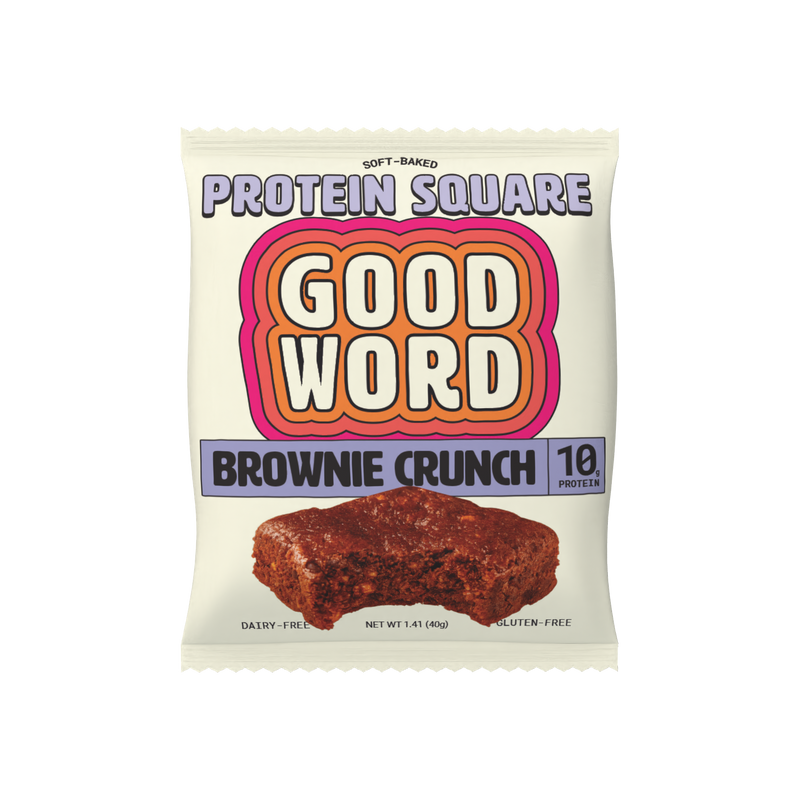 Brownie Crunch Protein Square in its wrapper