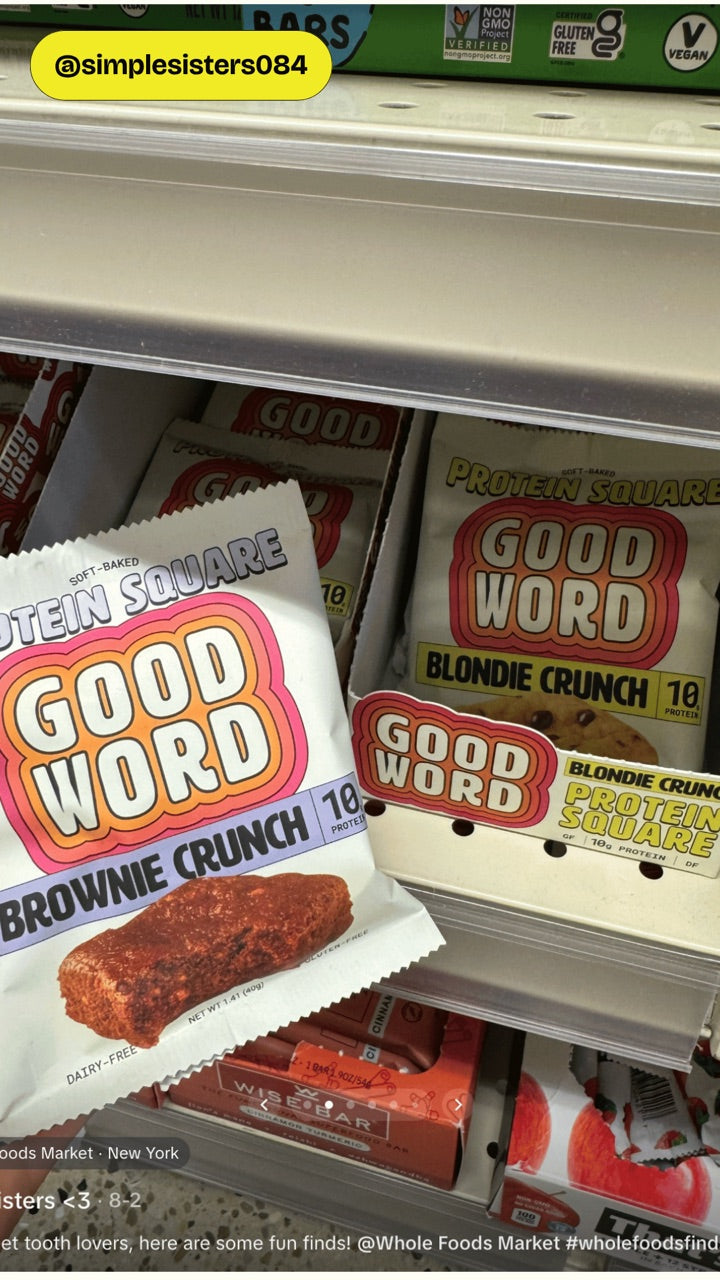 Good Word Brownie Crunch and Blondie Crunch Protein Squares at Whole Foods